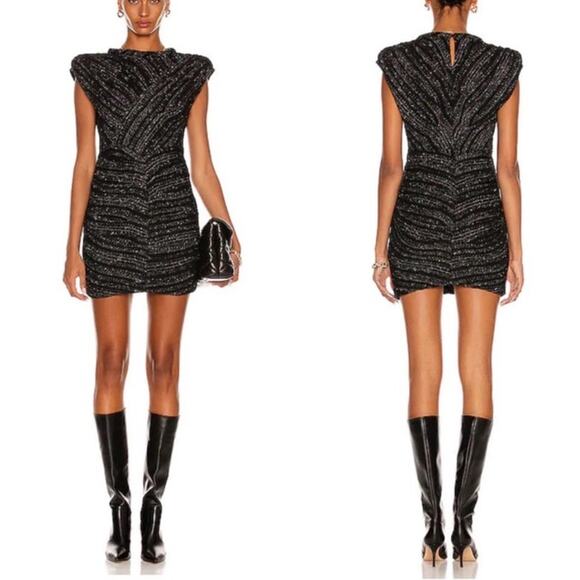 IRO Tozcan Mini Dress Ruched Metallic Boucle Knit Sleeveless Size 34 XS - Picture 1 of 9